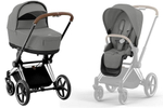 Коляска Cybex Priam IV Chrome Brown complete Aton S2 Hibiscus Red Base One 4 в 1 Mirage Grey