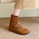 LELEYU PU Crew Stretch & Sock Boots Women"s