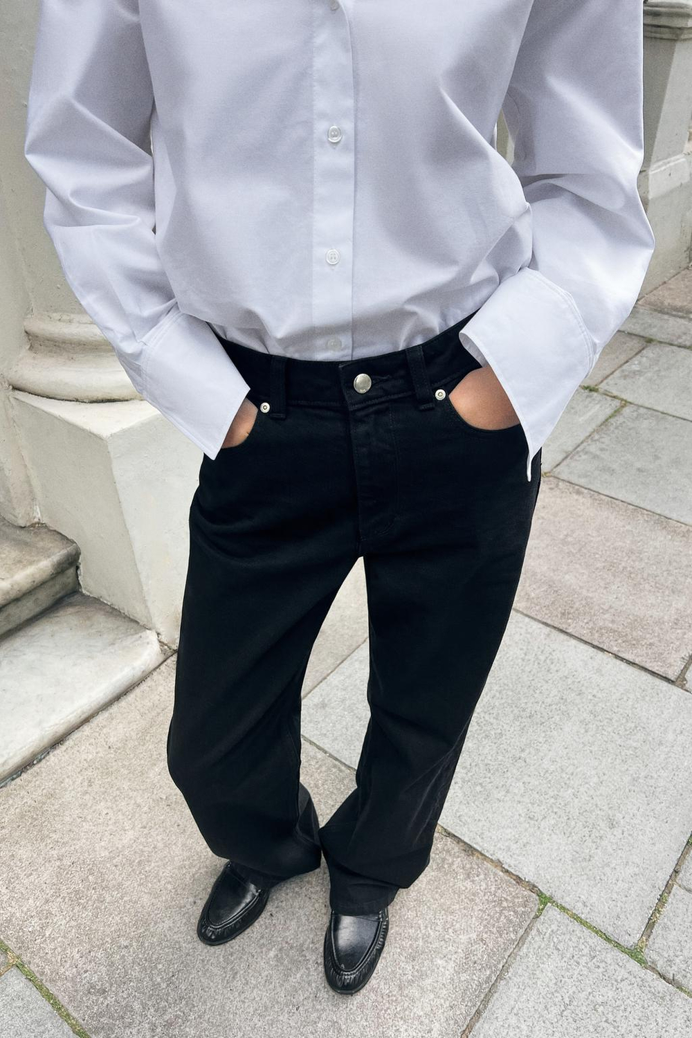 ZARA ДЖИНСЫ Z1975 REGULAR FIT LONG LENGTH С ВЫСОКОЙ ПОСАДКОЙ, ЧЕРНЫЙ