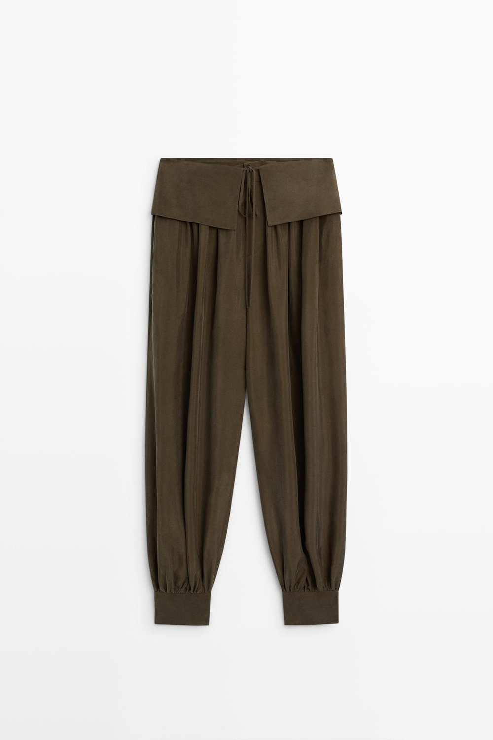 Massimo Dutti Брюки-саруэль с поясом, хаки
