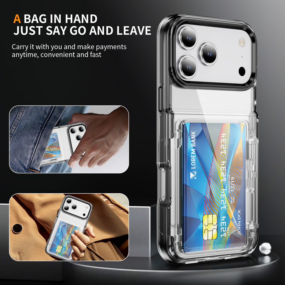 Прозрачный чехол Lumen Case с подставкой 2‑в‑1 и отделением для карт: iPhone 17 Pro Max