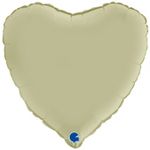 G Шар сердце 18"/46 см, сатин оливковый/Olive Green (БГ-15)