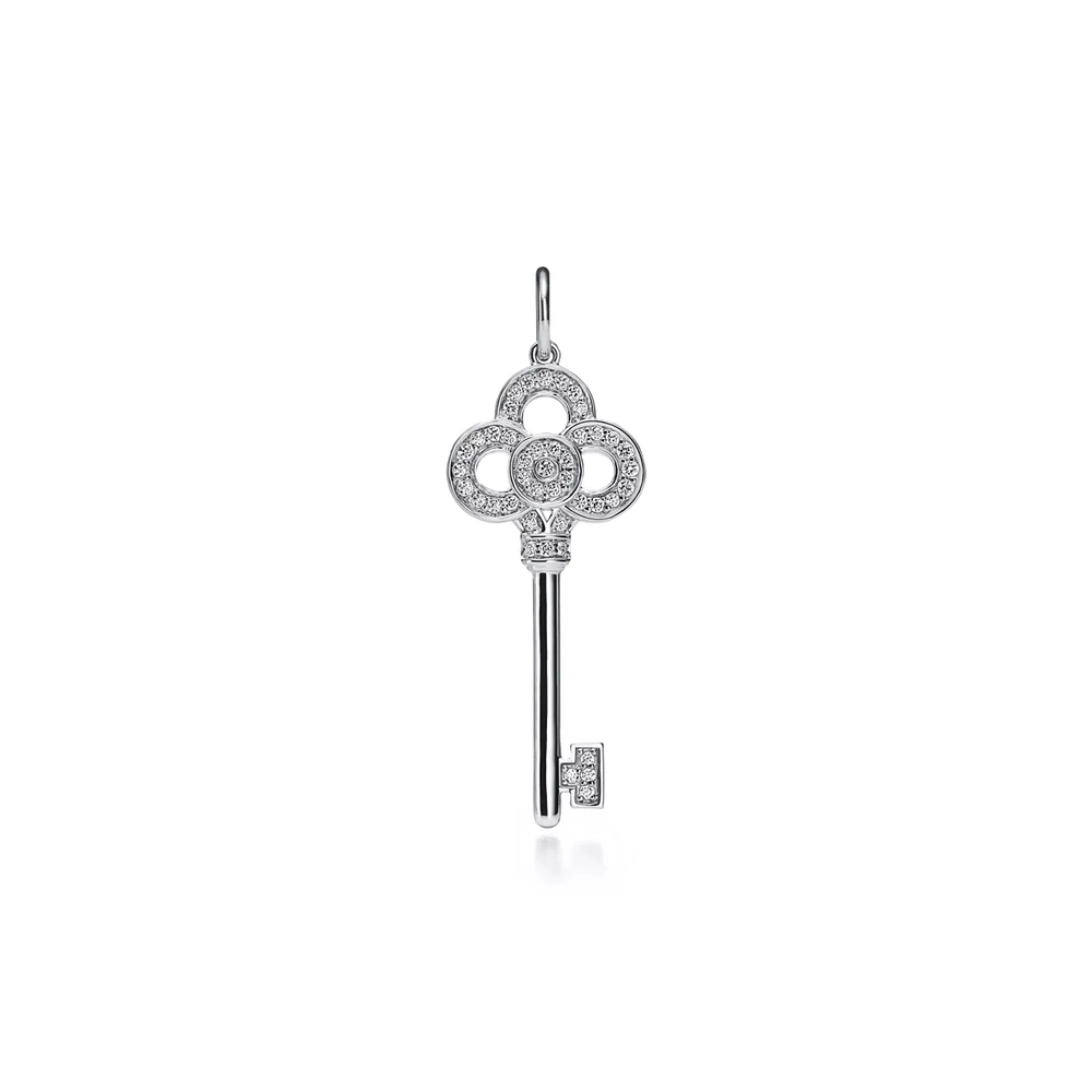 Кулон - ключ из белого золота 18k с бриллиантами, Tiffany 💠Crown key.