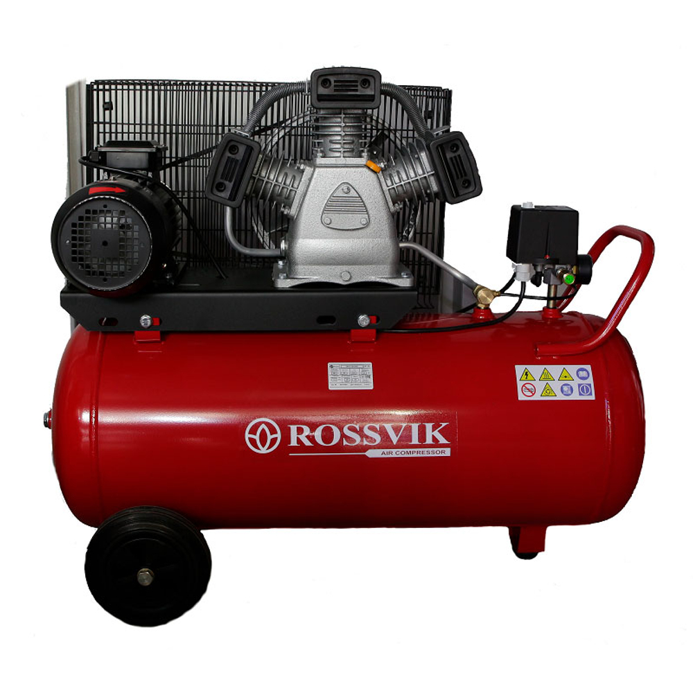 Компрессор ROSSVIK СБ4/С-100.LB75, 950 л/мин, 10 бар, ресивер 100 л, 380 В/5,5 кВт, красный