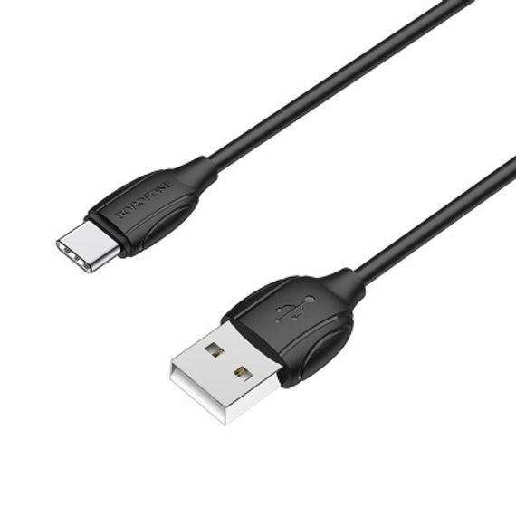 USB - Type-C Borofone BX19 Benefit, 1.0м, круглый, 3.0A, силикон, цвет: чёрный