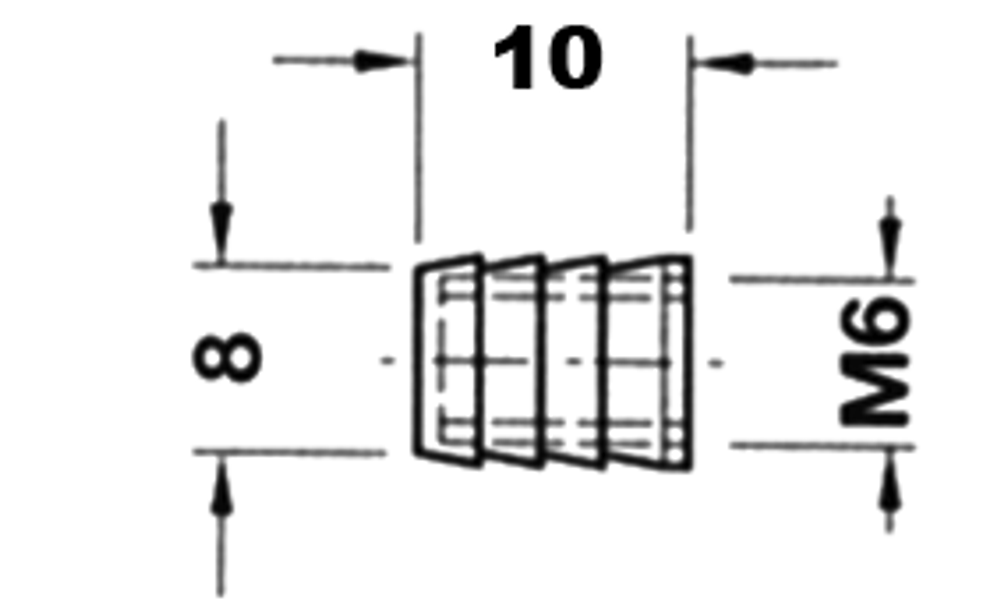 БУ61 Муфта, Д=8мм, Л=10мм, М6, пласт.