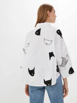 Рубашка  оверсайз  короткая (ONE SIZE / белый / 46-52 / 46-52)
