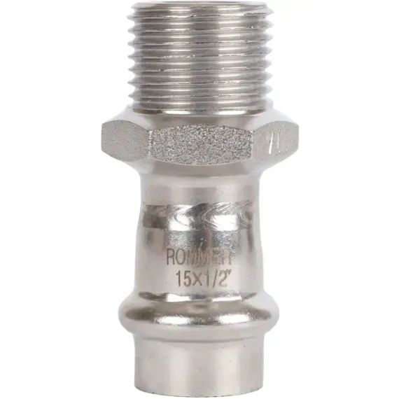 Переходник ROMMER ВПр-НР 15х1/2" нержавеющая сталь 37987
