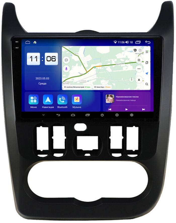 Магнитола для Renault Logan/Sandero 2009-2014 - Parafar PF175BU2K на Android 13, Быстрая, QLED+2K, CarPlay, 4G SIM-слот