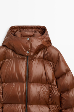 Massimo Dutti Сатиновый пуховик, карамельный