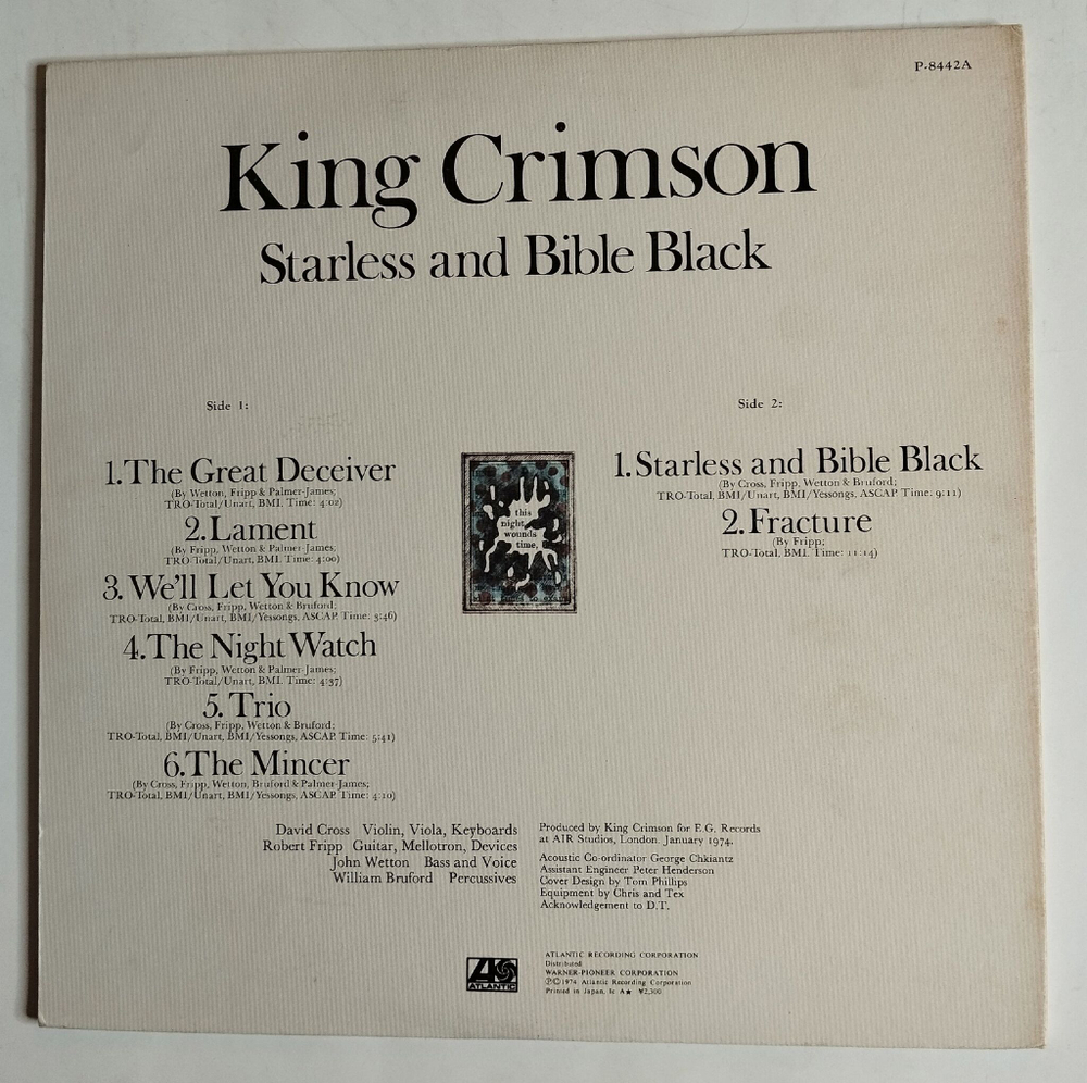 Винтажная виниловая пластинка LP King Crimson Starless And Bible Black (Japan 1974) (No Obi) (NM)
