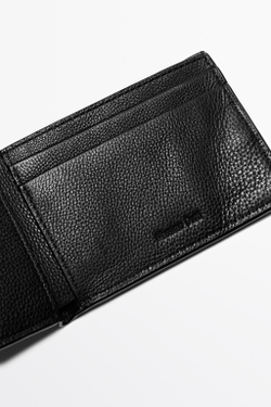 Massimo Dutti Горизонтальный кошелек из кожи наппа, черный