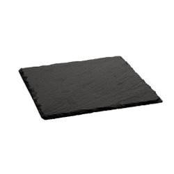 Блюдо квадратное 20*20 см h0,5 см для подачи черное сланец SUNNEX