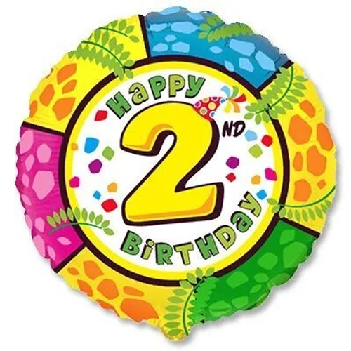 Круг 18" Happy Birthday Цифра "2" Fm
