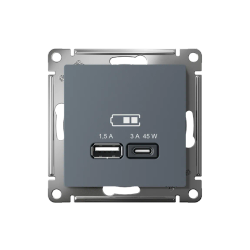 ATLASDESIGN USB РОЗЕТКА A + тип-C 45Вт высокоскор.заряд. QC, PD, механизм, ГРИФЕЛЬ