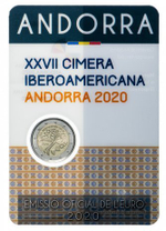 2 евро "XXVII Иберо-американский саммит в Андорре-2020", в блистере. Андорра. 2020 год