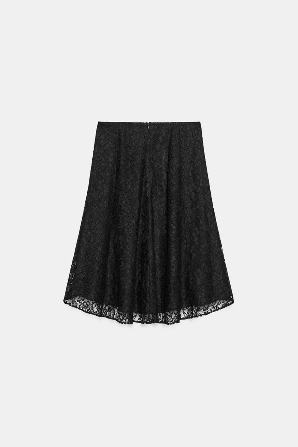 ZARA КРУЖЕВНАЯ ЮБКА МИДИ — ZW COLLECTION, ЧЕРНЫЙ