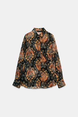 ZARA РУБАШКА С ПРИНТОМ — ZW COLLECTION, РАЗНОЦВЕТНЫЙ