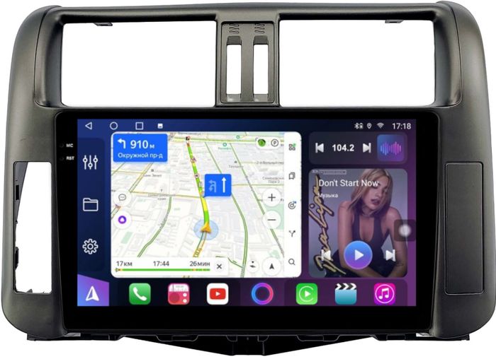 Магнитола для Toyota Land Cruiser Prado 150 2009-2013 (рамка графит) - FarCar S400-TS18 монитор 9.5" QLED на Android 14, CarPlay, 4G SIM-слот