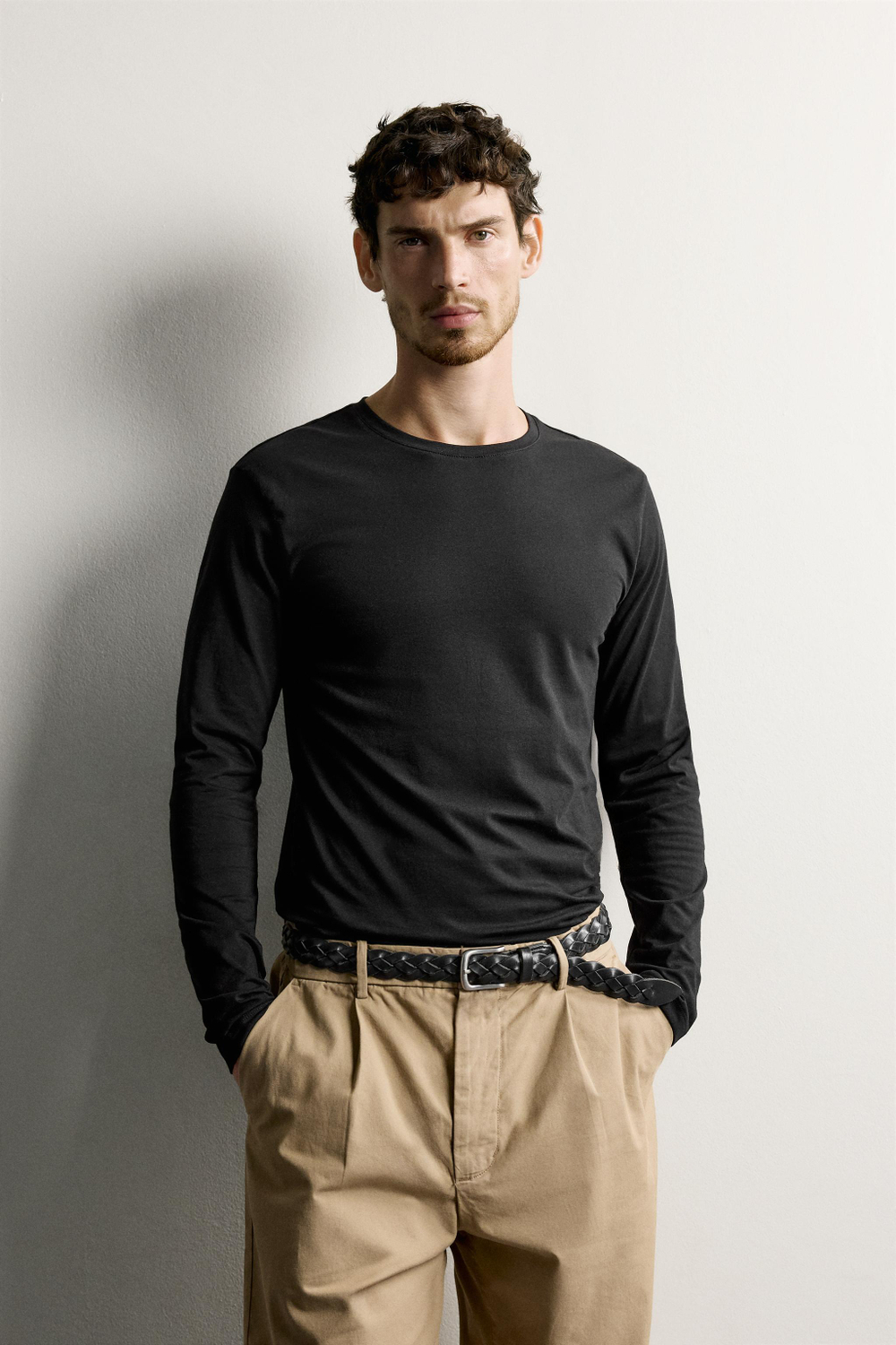 НАБОР ИЗ 3 БАЗОВЫХ ФУТБОЛОК SLIM FIT С ДЛИННЫМИ РУКАВАМИ — ZARA