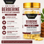 Probase Nutrition, берберин с цейлонской корицей, 120 растительных капсул