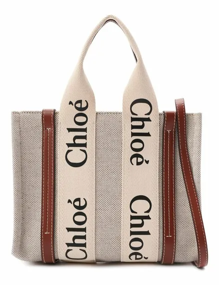 Женская сумка-тоут Chloé Woody Mini бежевый