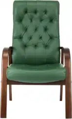 Кресло Бюрократ T-9928WALNUT-CF зеленый кожа на ножках дерево
