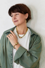HMG 1332 Enamel chain olive серьги арт.0790