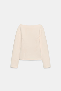 ZARA ТЕХНИЧЕСКАЯ ТОЛСТОВКА С ОБЪЕМНЫМИ РУКАВАМИ, ЖЕЛТОВАТО-БЕЛЫЙ