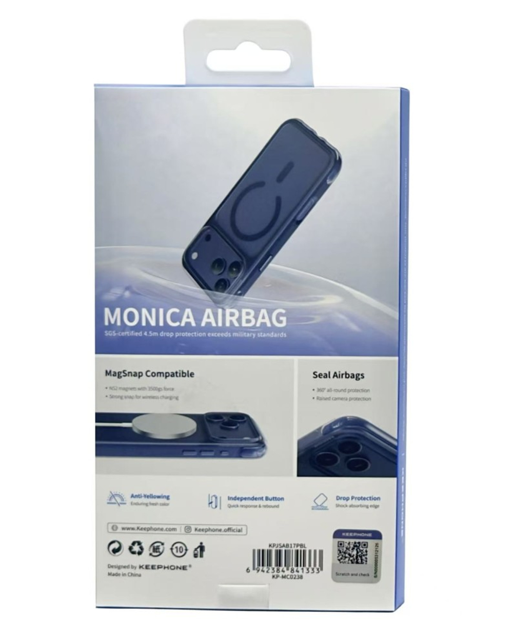 Накладка для i-Phone 17 Pro Keephone Monica Airbag сине-прозрачный