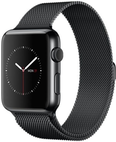 Умные часы Apple Watch 42мм из стали «чёрный космос», миланский браслет «чёрный космос» MNQ12