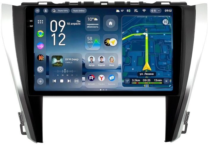 Магнитола для Toyota Camry 55 2014-2018 (рамка серебристо-черная) - Teyes CC4-PRO монитор 10.36" 2K QLED на Android 13, Быстрейшая, Snapdragon 778G, ИИ, CarPlay, DSP, 4G SIM-слот