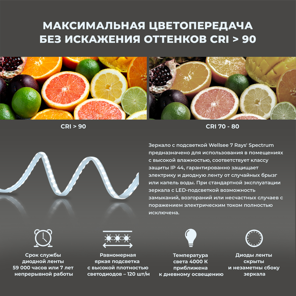 Настенное зеркало для ванной с подсветкой для макияжа
