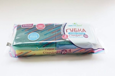 Губка для посуды «ЧистоДел» Стандарт XL 4 шт
