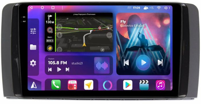 Магнитола для Mercedes-Benz R W251 2005-2015 - FarCar BM215M-2K монитор 9.5" 2K QLED на Android 14, Быстрая, CarPlay, 4G SIM-слот