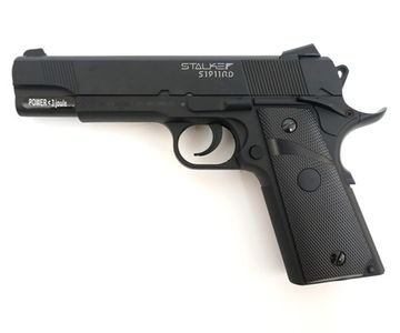 Пистолет пневм. Stalker S1911RD (аналог Colt 1911) к.4,5мм, металл-пласт,120м/с, блоубэк,черный. +100 шар.