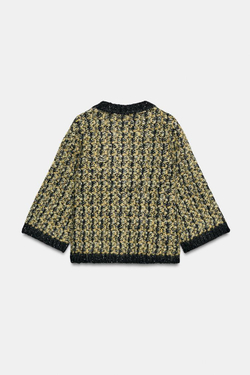ZARA ТРИКОТАНЫЙ КАРДИГАН, ЧЕРНЫЙ/ЖЕЛТЫЙ