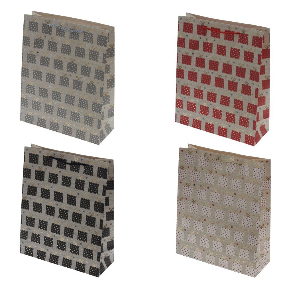 GAEM Пакет подарочный (бумага 210г/м2, блок 12шт), L26 W10 H32 см, 4в.