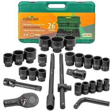 Набор инструментов ударных 26пр. 3/4''(12гр.) Forsland Forsland-68262-9MPB