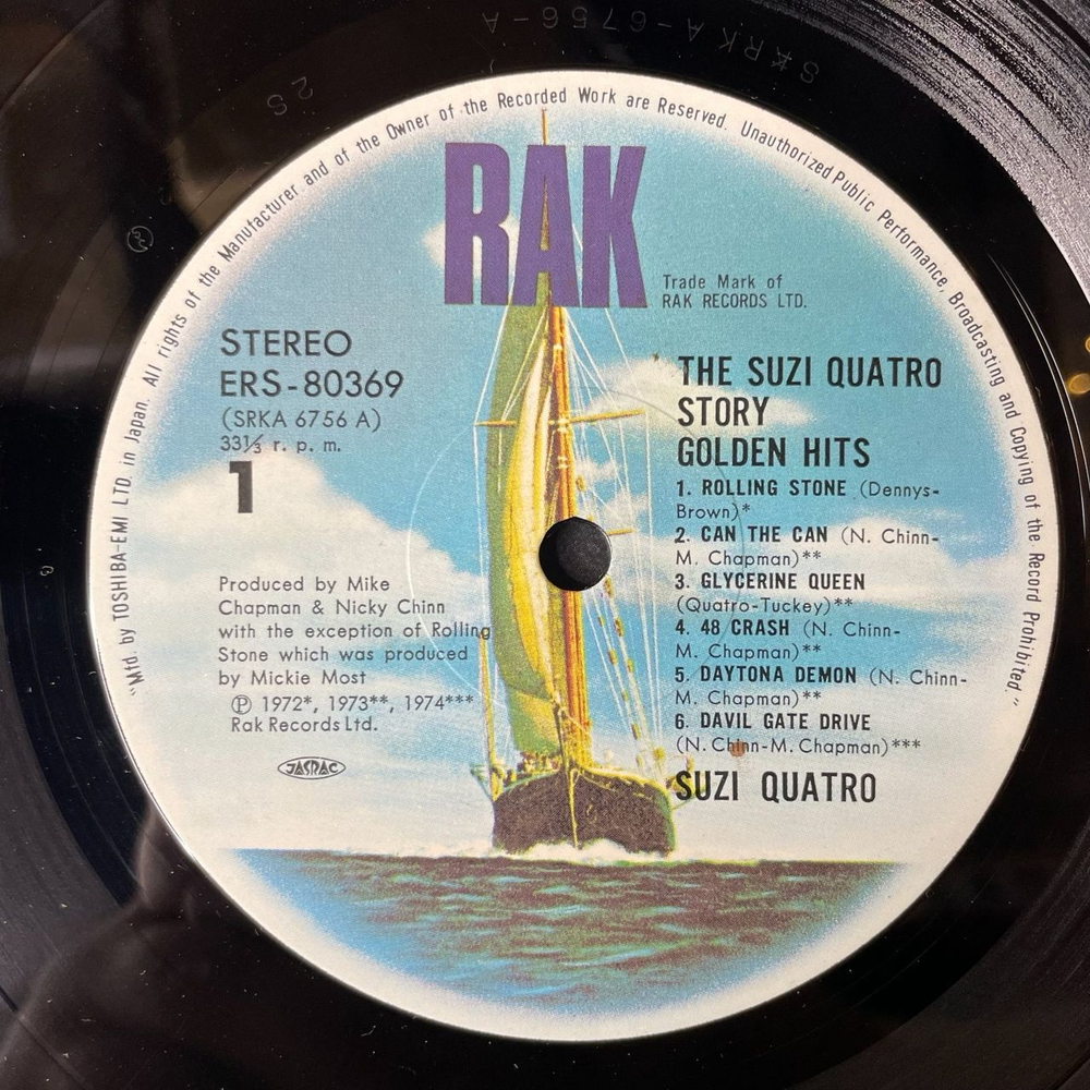 Винтажная виниловая пластинка LP Suzi Quatro Story Golden Hits (Japan 1975) (Obi, Poster) Daytona Demon