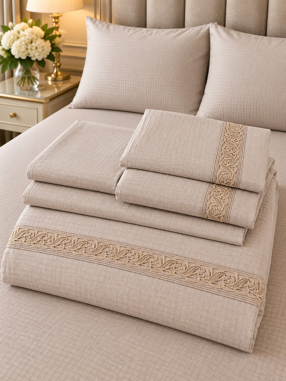 Gelin Home КПБ 6 пр. SILA каменный цвет пододеяльник 200*220, простынь 240*260, наволочки 50*70 2шт, декоративные наволочки 50*70 2шт GLNN573 — фото 5