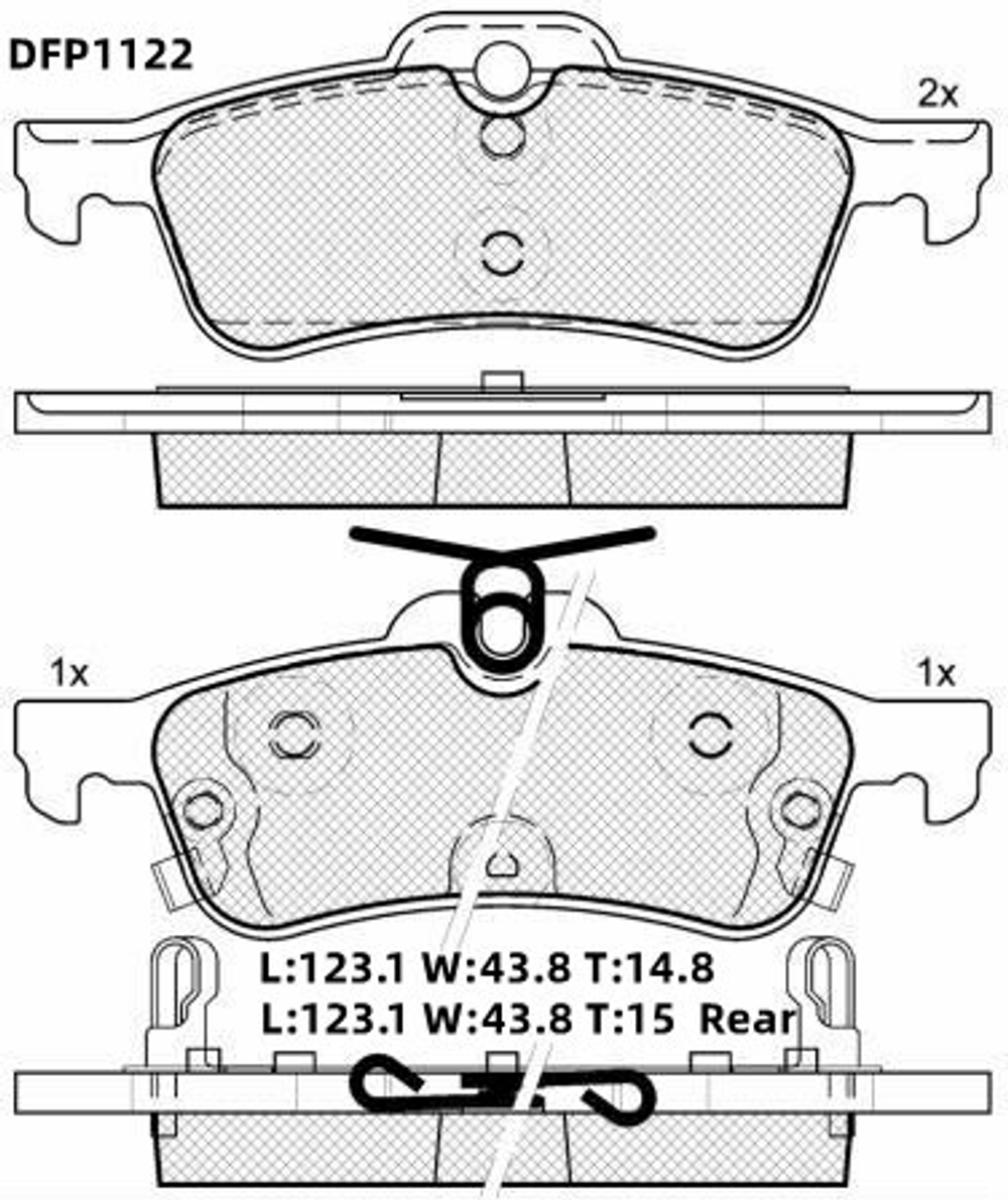 Колодки тормозные дисковые задние Double Force Замена для арт. DFP3458 DFP1122