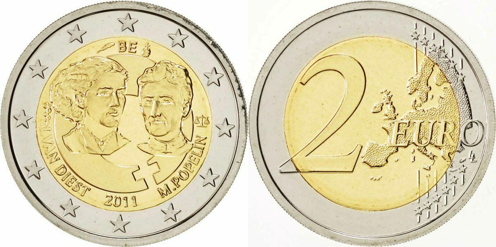Бельгия 2 евро, 2011 100 лет Международному женскому дню aUNC