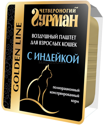 Четвероногий гурман Golden Line консервы для взрослых кошек "Воздушный паштет с индейкой", 100 г