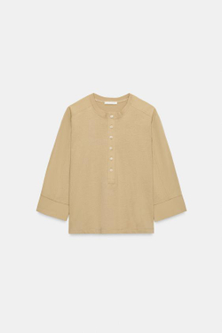 ZARA КОМБИНИРОВАННАЯ ФУТБОЛКА, РЫЖЕВАТО-КОРИЧНЕВЫЙ