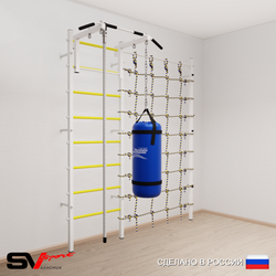 Шведская стенка Sv Sport усиленная 60930 (Турник стандарт/Канат/Цепь/Мешок 30кг/Канатный лаз)
