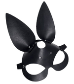 Черная кожаная маска с ушками зайки (Цвет: черный)