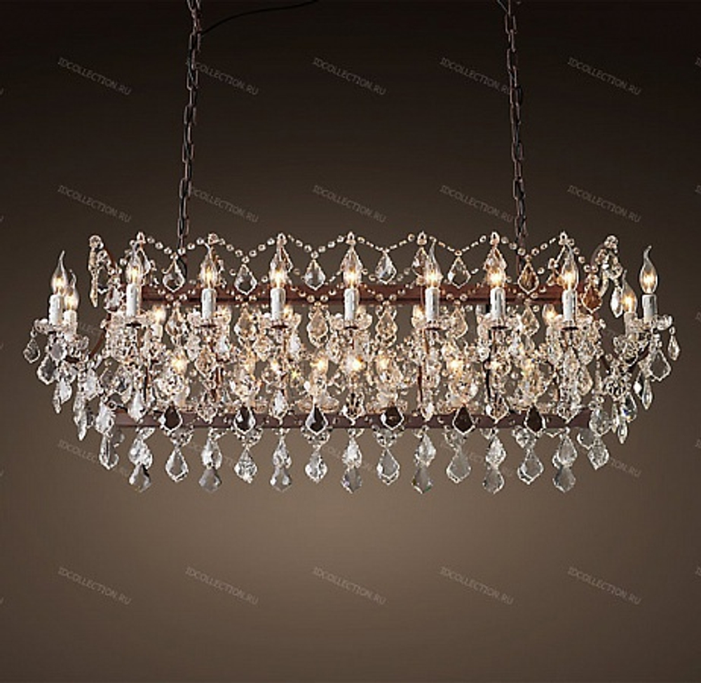 Люстра 19TH C. ROCOCO IRON & CLEAR CRYSTAL RECTANGULA Restoration Hardware 68290139
