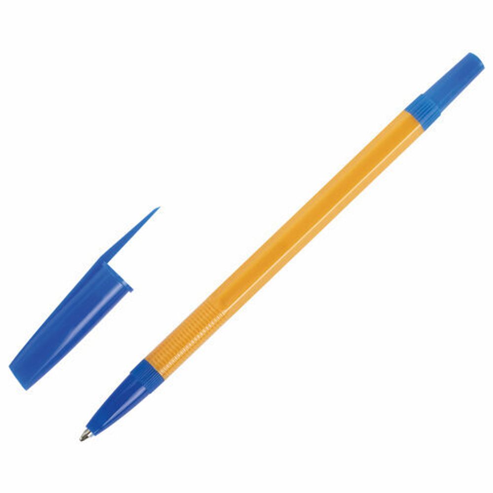 Ручка шариковая STAFF "Basic BP-03 Orange", 1шт, СИНЯЯ, корпус оранжевый, узел 1 мм, линия письма 0,5 мм, 143741