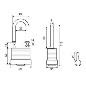 Замок навесной PALLADIUM 905WP-50L